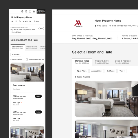 Screens of Marriott Booking pages
